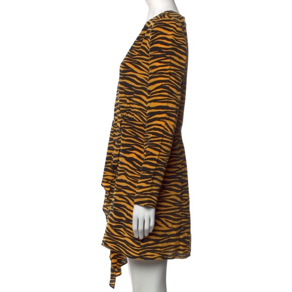 A.L.C. Jensen 100% Silk Tiger Print Draped Cocktail Dress 6 - Picture 5 of 9